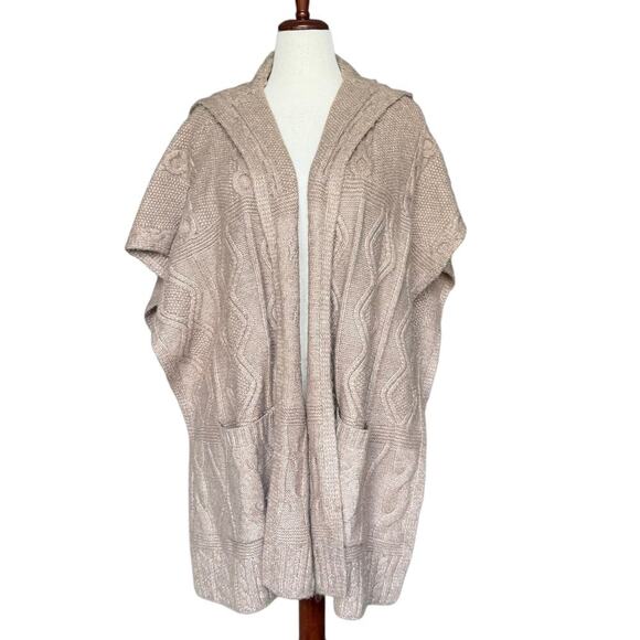NWT - Rachel Zoe Women’s Hooded Cable Knit Open Side Cardigan Tan, OS - Picture 1 of 7